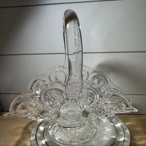 Vintage LE Smith Clear Moon And Stars Banana Boat Glass Basket